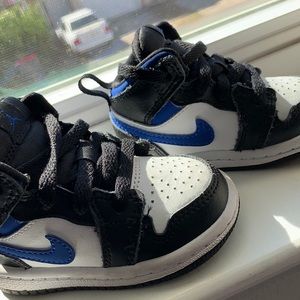 Blue black white Jordan 1’s